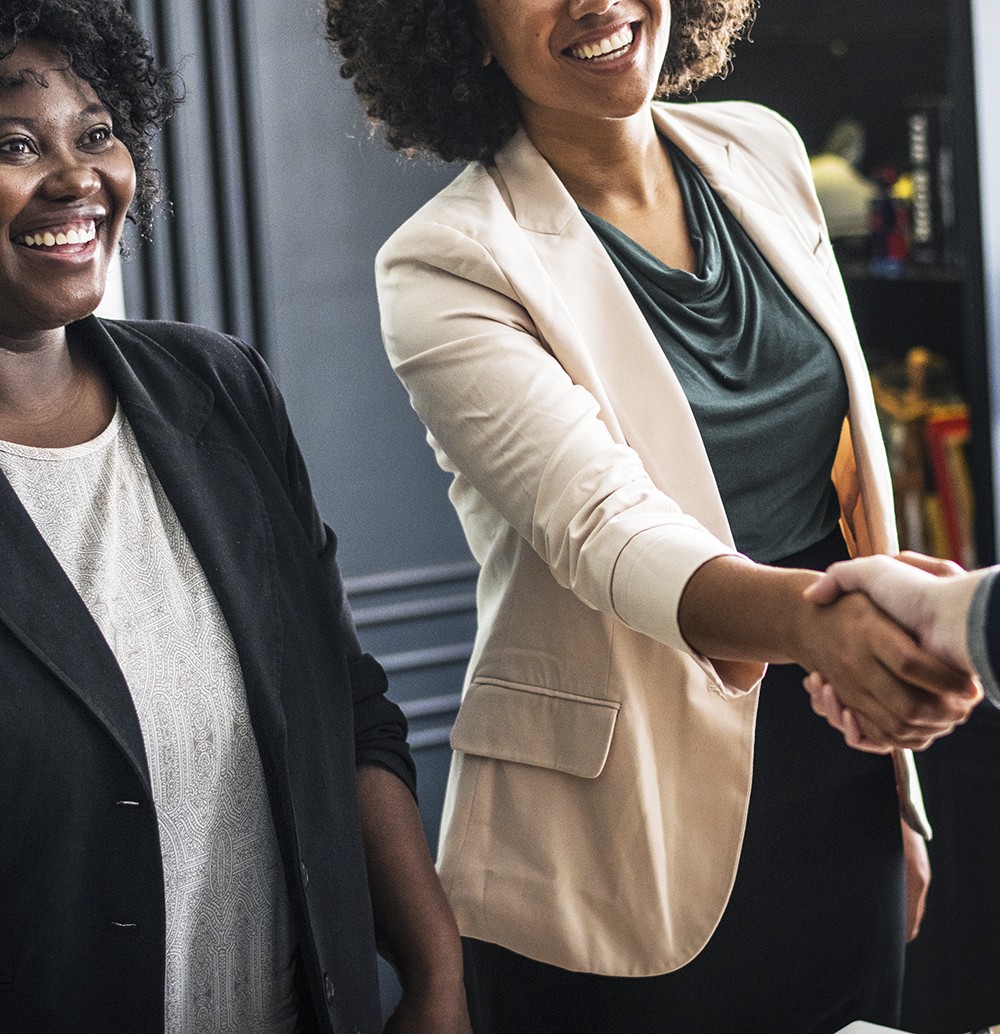 Business partners shaking hands in agreement